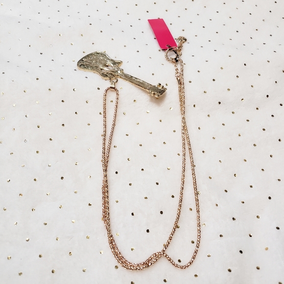 Betsey Johnson * Red Gem Guitar Necklace*NWT* - Picture 2 of 6